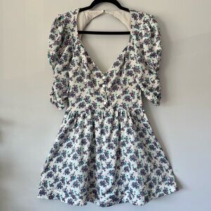 For Love And Lemons White Floral Mini Dress